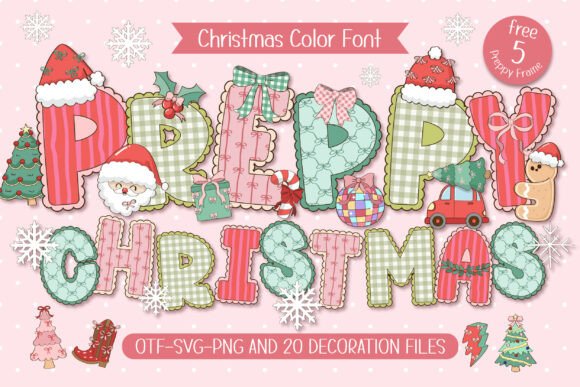 Preppychristmas 4: Festive Font & Doodle Set for Modern Design